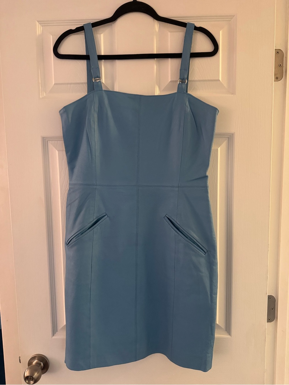 Newport News Women's Vintage Blue Leather Dress Size 10 Made In USA 90s